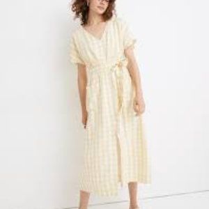 NWOT Dolman-Sleeve Tie-Waist Midi Dress in Gingham Check size 6